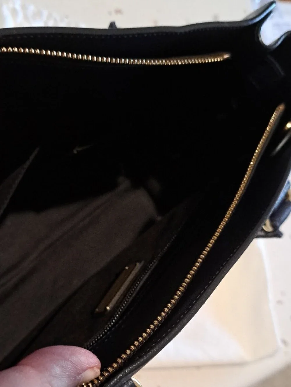 Salvatore Ferragamo Navy Leather Briana Bag with Gold Hardware